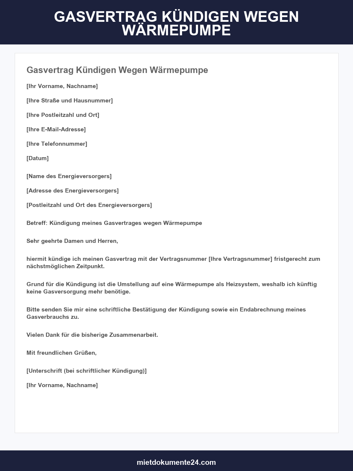 Gasvertrag Kündigen Wegen Wärmepumpe