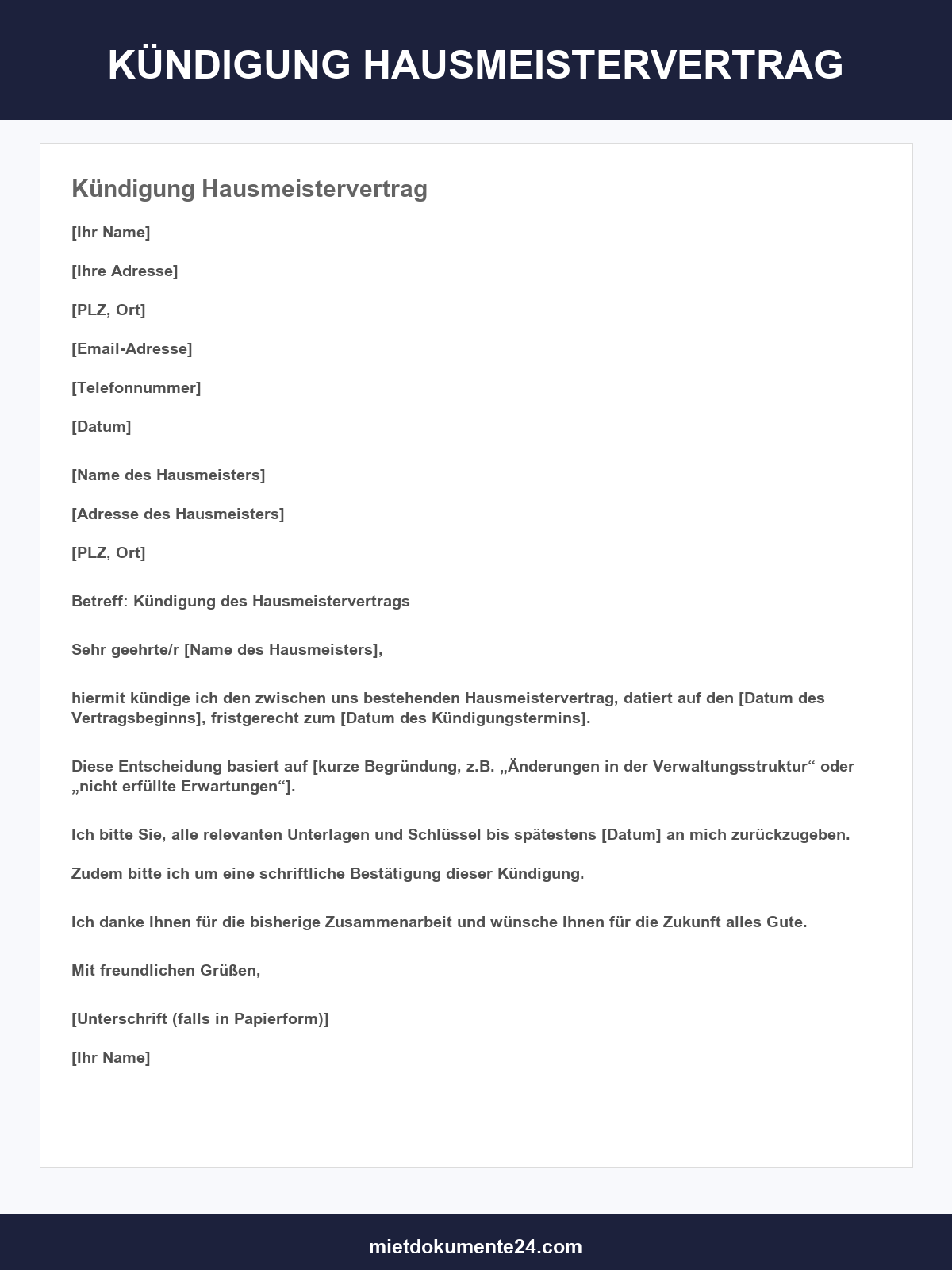 Kündigung Hausmeistervertrag